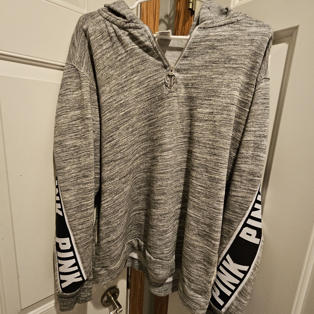 Pink 1/4 Zip Hooded Sweatshirt Size Small